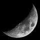 Księżyc w fazie 31 godzin przed I kwadrą. Parametry: 2018.05.20.21:21-21:27CWE.Newton 250/1520+MPCC+N.D810.Exp.1/160sek.na pełnej aperturze, 1/15sek. z diafragmą fi 125mm. ISO400. 